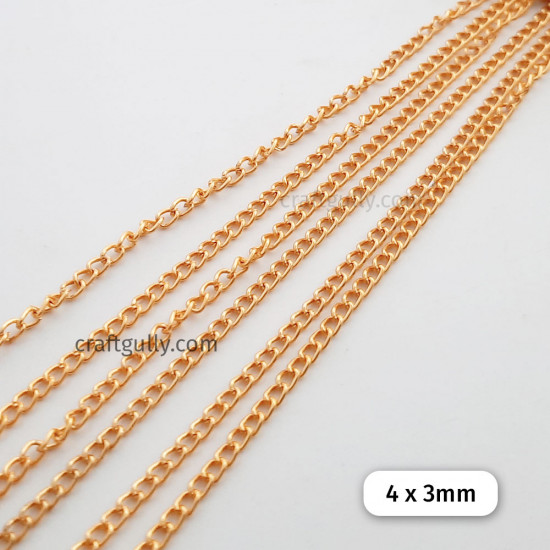 Chains Oval Flat 4x3mm - Golden Finish - 60 Inches