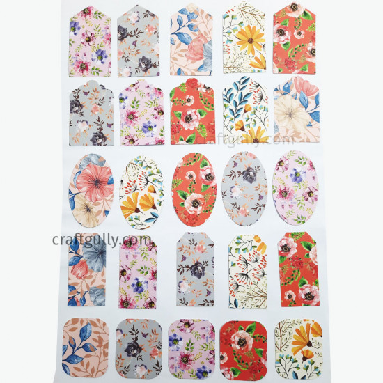 Paper Tags #5 - Assorted Flowers - 25 Tags