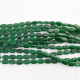 Glass Beads 11mm Oval Flat - Dark Green - 1 String