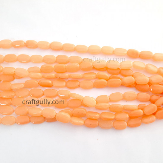 Glass Beads 11mm Oval Flat - Peach - 1 String
