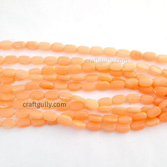 Glass Beads 11mm Oval Flat - Peach - 1 String / 35 Beads