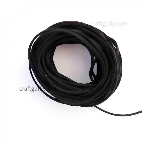 Leather Cords 3mm Flat - Black - 10 Meters