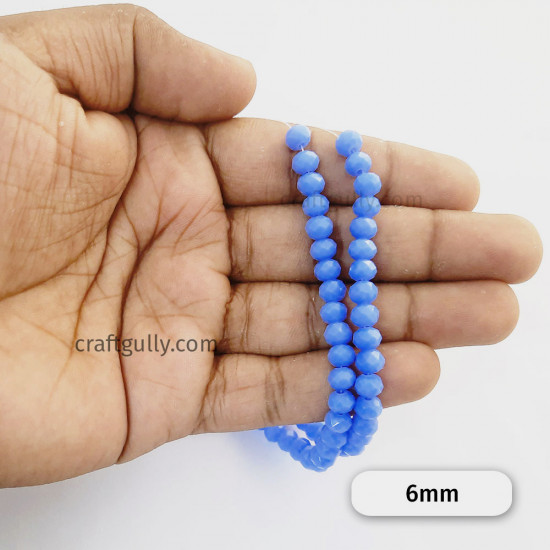 Glass Beads 6mm Rondelle Faceted - Periwinkle Blue - 1 String