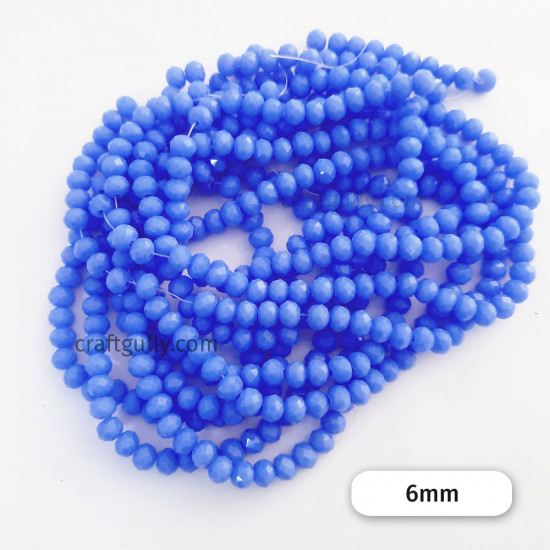 Glass Beads 6mm Rondelle Faceted - Periwinkle Blue - 1 String