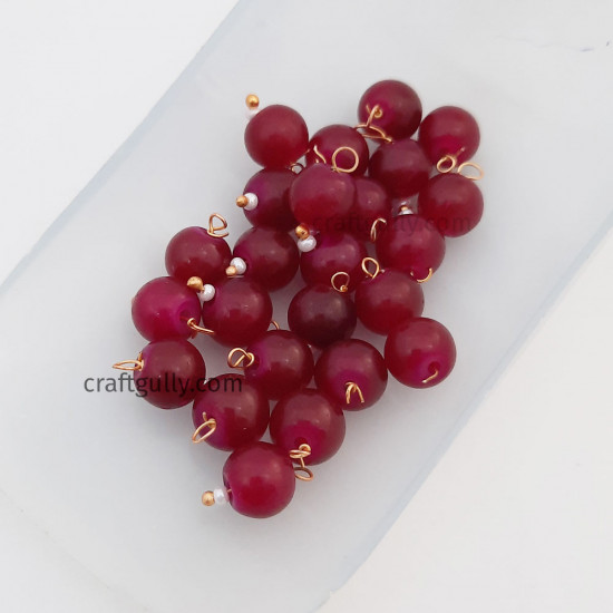 Loreals 8mm Glass Round - Translucent Maroon - 25 Loreals