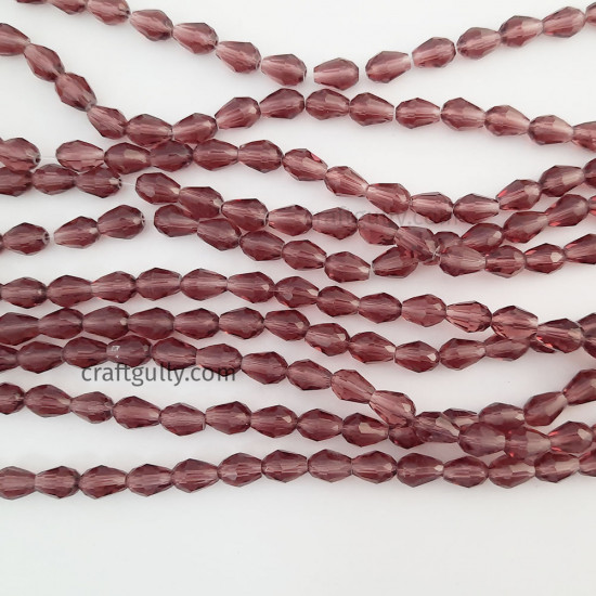 Glass Beads 8mm Drop Faceted - Wine - 1 String