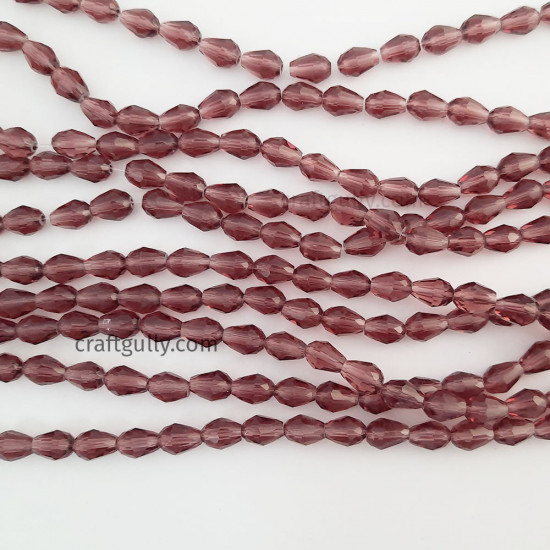 Glass Beads 8mm Drop Faceted - Wine - 1 String / 70 Beads