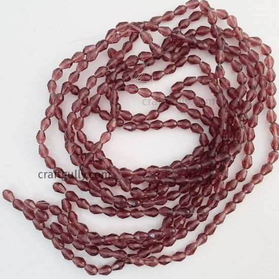 Glass Beads 8mm Drop Faceted - Wine - 1 String