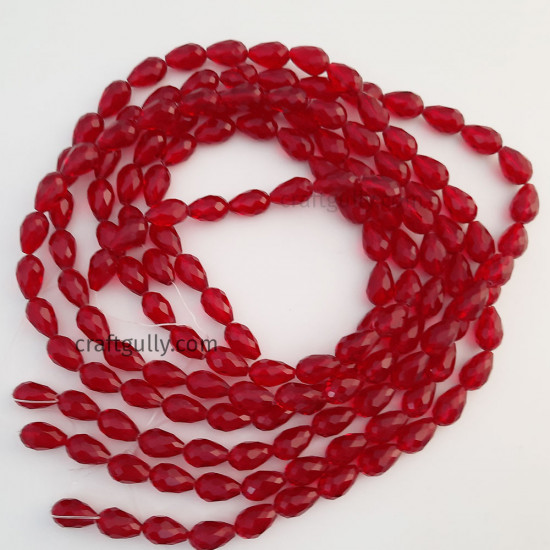 Glass Beads 15mm Drop Faceted - Dark Red - 1 String