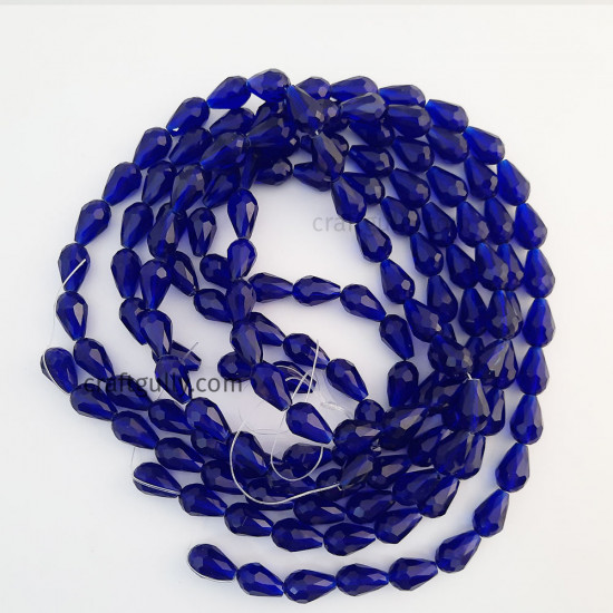 Glass Beads 15mm Drop Faceted - Royal Blue - 1 String