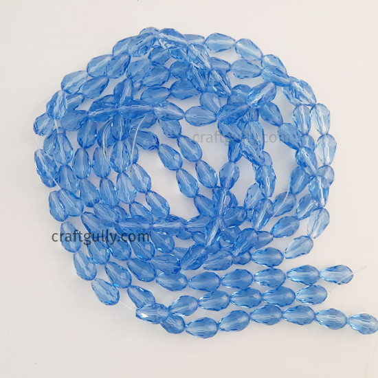 Glass Beads 15mm Drop Faceted - Baby Blue - 1 String