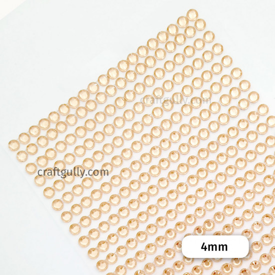 Rhinestone Stick-Ons 4mm - Round - Rose Gold