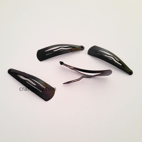 Snap Hair Clips #1 - Black - Pack of 12
