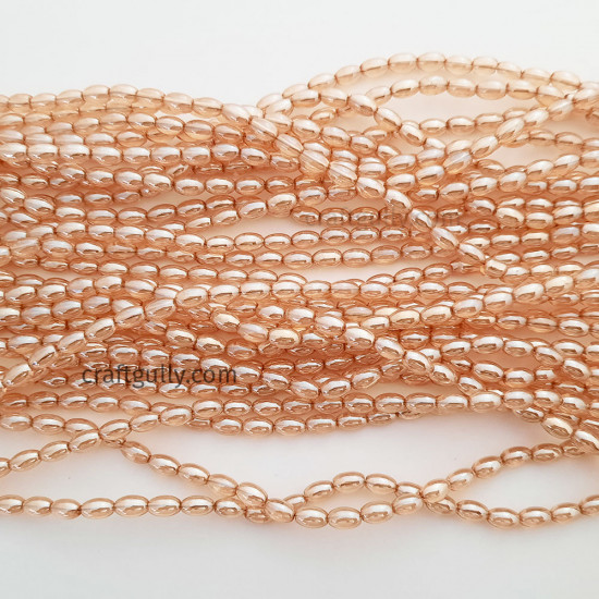 Glass Beads 7mm Oval - Trans. Golden Lustre - 1 String / 100 Beads