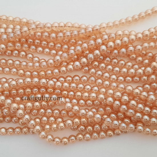 Glass Beads 8mm Round - Trans. Golden Lustre - 1 String