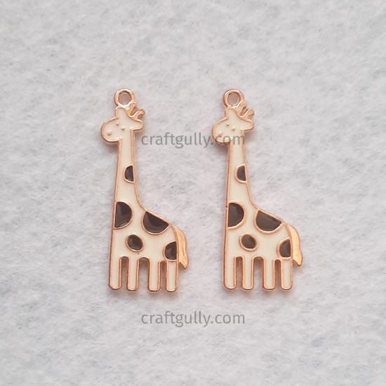 Enamel Charms 32mm - Giraffe #1 - White & Black - 2 Charms