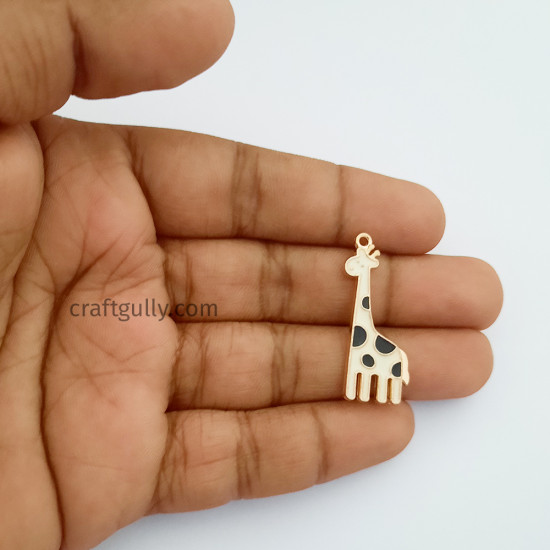 Enamel Charms 32mm - Giraffe #1 - White & Black - 2 Charms