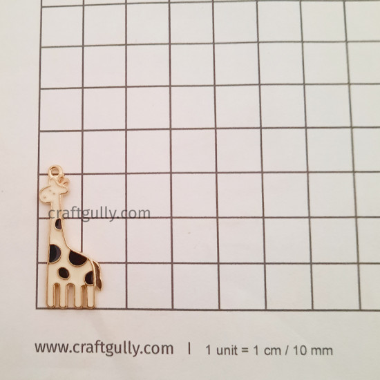 Enamel Charms 32mm - Giraffe #1 - White & Black - 2 Charms