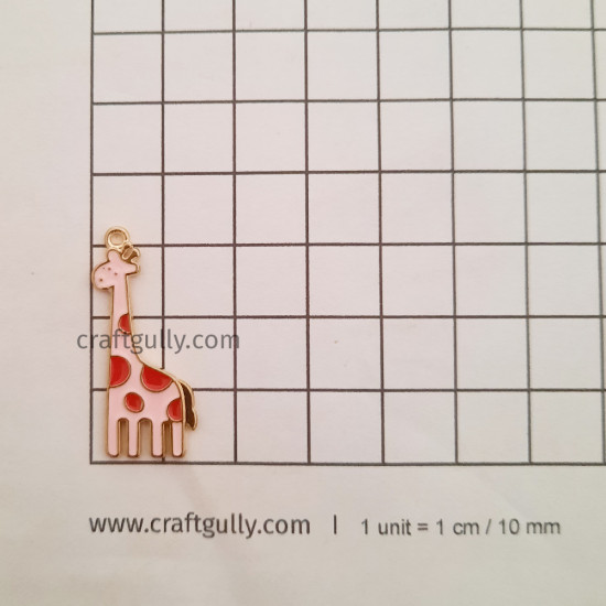 Enamel Charms 32mm - Giraffe #2 - Pink & Red - 2 Charms