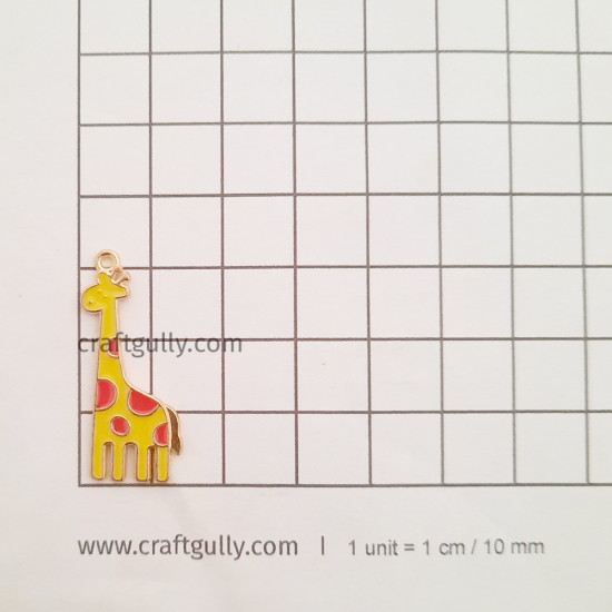 Enamel Charms 32mm - Giraffe #3 - Yellow & Red - 2 Charms
