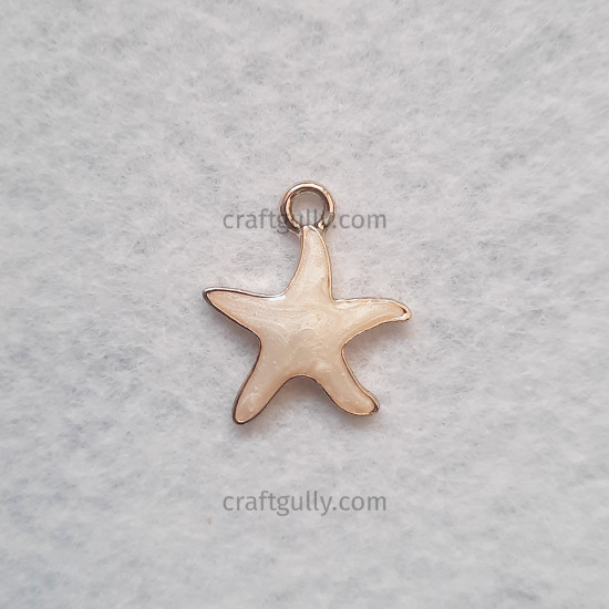 Enamel Charms 20mm - Starfish #1 - Pearl White - 1 Charm