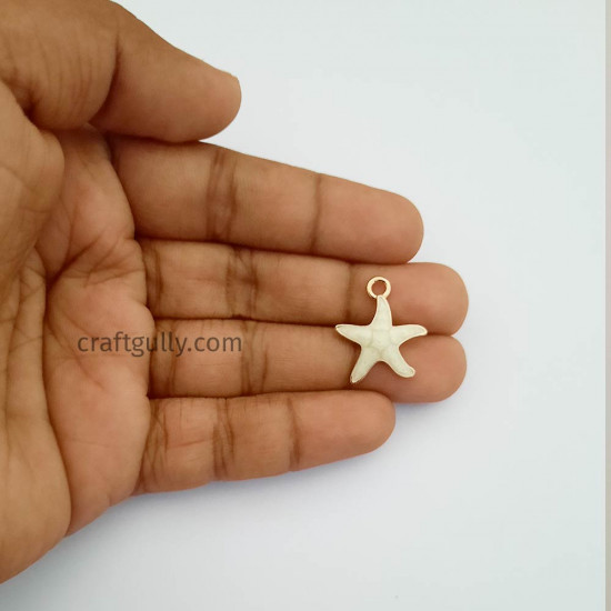 Enamel Charms 20mm - Starfish #1 - Pearl White - 1 Charm