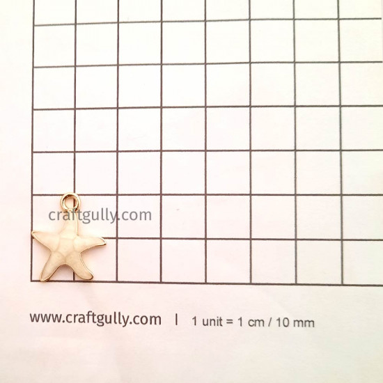 Enamel Charms 20mm - Starfish #1 - Pearl White - 1 Charm