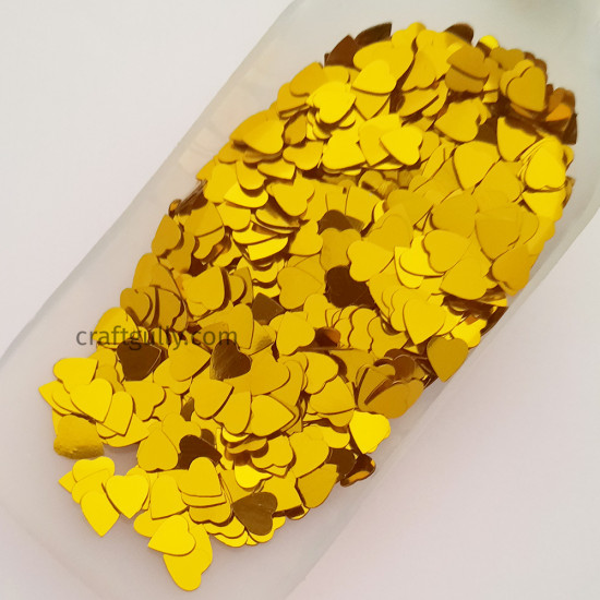 Sequins 6mm - Heart #11 - Golden - 20gms Sequins 6mm - Heart #11 - Golden - 20gms