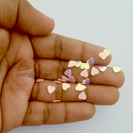Sequins 6mm - Heart #12 - Baby Pink - 20gms