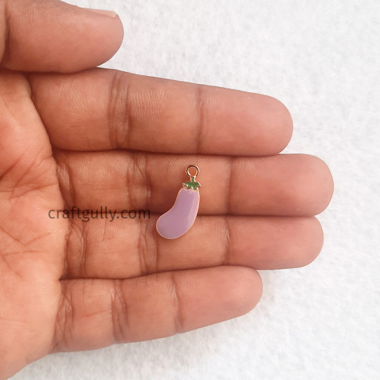 Enamel Charms 19mm - Eggplant #1 - Violet - 1 Charm