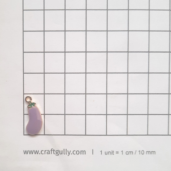 Enamel Charms 19mm - Eggplant #1 - Violet - 1 Charm