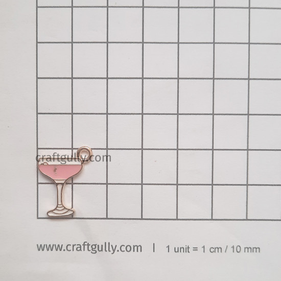 Enamel Charms 20mm - Cocktail #1 - Pink - 1 Charm