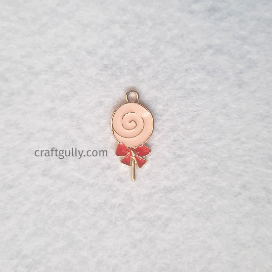 Enamel Charms 24mm - Candy #1 - Pink - 1 Charm