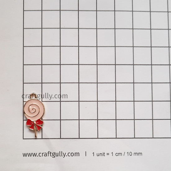 Enamel Charms 24mm - Candy #1 - Pink - 1 Charm