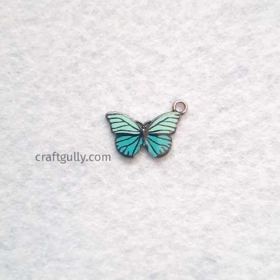 Enamel Charms 20mm - Butterfly #3 - Aqua Shaded - 1 Charm