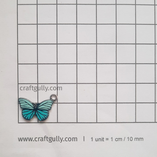 Enamel Charms 20mm - Butterfly #3 - Aqua Shaded - 1 Charm