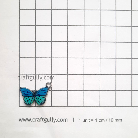 Enamel Charms 20mm - Butterfly #2 - Dark Blue - 1 Charm