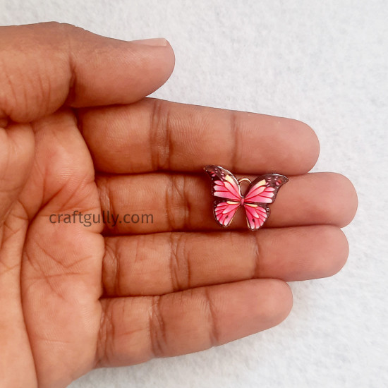 Enamel Charms 22mm - Butterfly #1 - Pink - 1 Charm