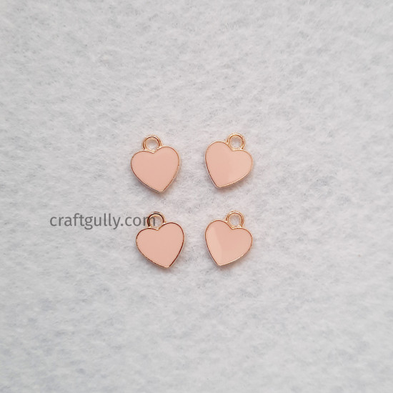 Enamel Charms 12mm - Heart #1 - Pink - 4 Charms