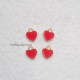 Enamel Charms 12mm - Heart #3 - Red - 4 Charms