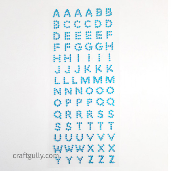 Rhinestone Alphabet Stickers - Blue