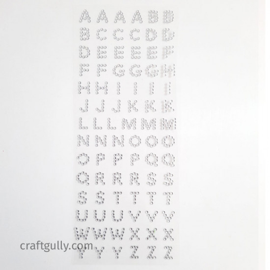 Rhinestone Alphabet Stickers - Silver