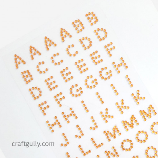 Rhinestone Alphabet Stickers - Orange