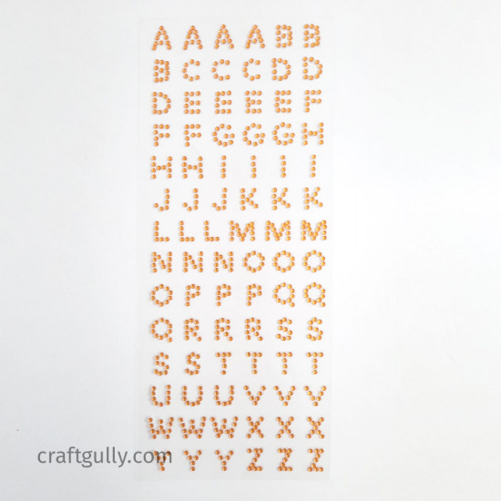 Rhinestone Alphabet Stickers - Orange