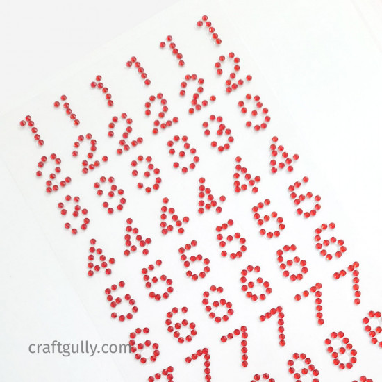 Rhinestone Number Stickers - Red