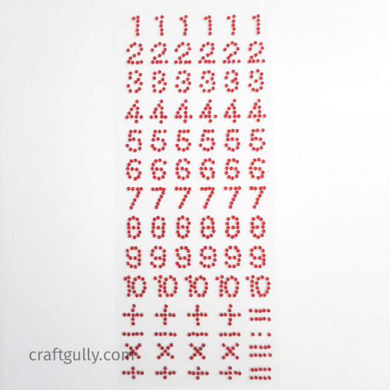 Rhinestone Number Stickers - Red