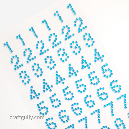 Rhinestone Number Stickers - Blue