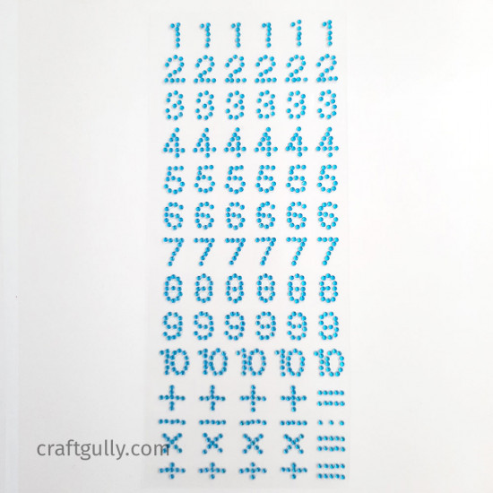 Rhinestone Number Stickers - Blue