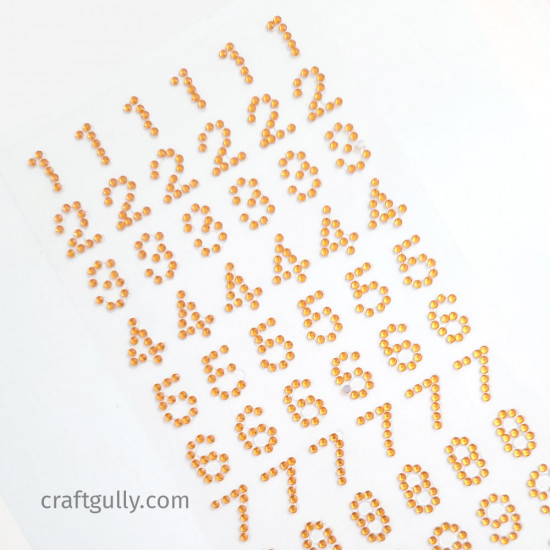 Rhinestone Number Stickers - Orange