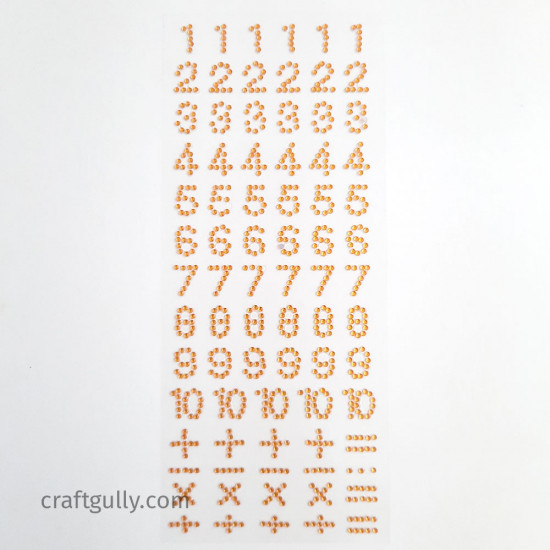 Rhinestone Number Stickers - Orange